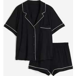 H&M Natsæt Med Skjorte Og Shorts - Sort
