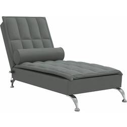 vidaXL Massageschäslong Med Bolster Mörkgrå Tyg