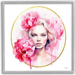 Stupell Girl With Carnations Gray Framed Art 24x24"