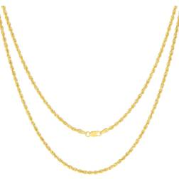 Nuragold Rope Chain Diamond Cut Necklace 2.5mm - Gold