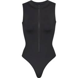 SKIMS Zip Front Sleeveless One Piece - Onyx