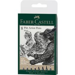 Faber-Castell Pitt Artist Pen India Ink Pen Black 8-pack