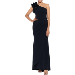 Xscape Ivy One Shoulder Ruffle Scuba Crepe Dress - Black