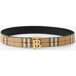 Burberry Thin Reversible Check TB Belt - Archive Beige/Gold