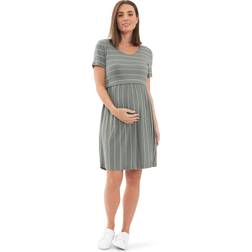 Ripe Maternity Crop Top Nursing Dress Olive/White