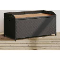 vidaXL Opbergbankje 100 x 50 x 52 cm Poly Rattan en Acaciahout Zwart
