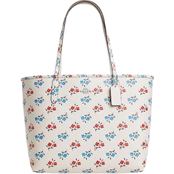 Coach City Tote Bag With Floral Print - Silver/Chalk Multi