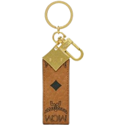 MCM Aren Diamond Logo Key Holder in Visetos - Cognac