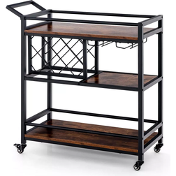 Costway 3 Tier Bar Brown Trolley Table 35.6x91.4cm