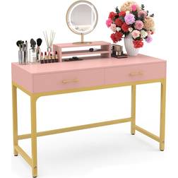 WESTREE Women Vanity Pink Dressing Table 17.7x39.3"