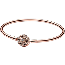 Pandora Moments Sparkling Snowflake Clasp Bangle - Rose Gold/Transparent