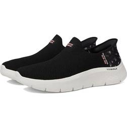 Skechers Go Walk Flex Slip-ins Stretch Knit Trainer - Black/Pink Trim