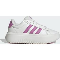 Adidas Women's Grand Court Platform Shoes, White/Purple