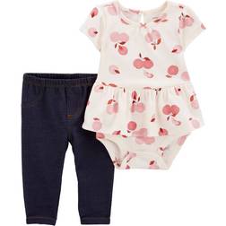 Carter's Baby's Apple Peplum Bodysuit Pant Set 2-piece - Multicolour