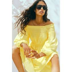 H&M Ladies Yellow Smock-topped off-the-shoulder dress