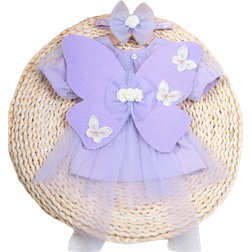 Shein Baby Girl Photography Outfit Butterfly Wings And Net Yarn Skirt, Perfect For 30th/100th Day Celebration