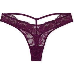 Victoria's Secret Shine Strap Cut Out Back Lace Thong Panty - Grape Soda