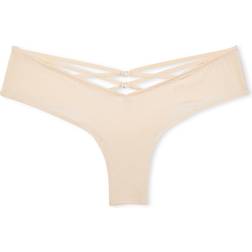Victoria's Secret Strappy Back High Leg Cheeky Panty - Beige