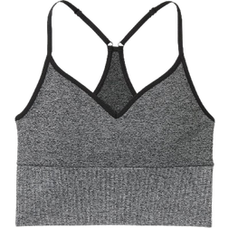 PINK Seamless Longline Sports Bra - Pure Black Marl