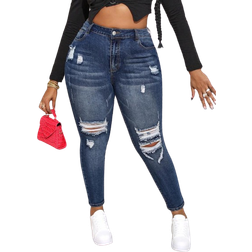 Shein Privé Plus Size Women's Ripped Skinny Jeans