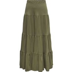 Only Maxi Skirt with Frills - Green/Kalamata