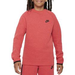 NIKE Big Kid's Sportswear Tech Fleece Sweatshirt - Light University Red Heather/Black/Black (FD3293-672)