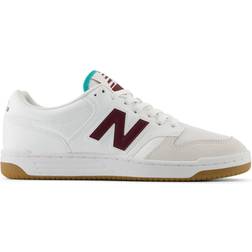 New Balance 480 - White/NB Burgundy/Airyteal