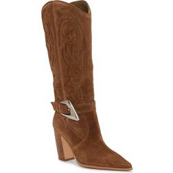 Vince Camuto Biancaa Cowboy Boot Women's Reishi Mushroom Brown Suede Boots