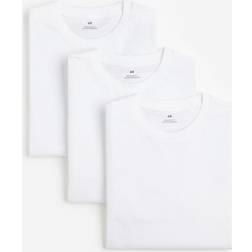 H&M Men White 3-pack Regular Fit T-shirts