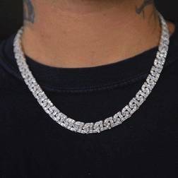 GLD Baguette Chain Link Necklace, 16" 14k White