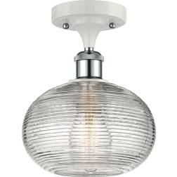 Innovations Lighting Ithaca White Polished Chrome Ceiling Flush Light 8"