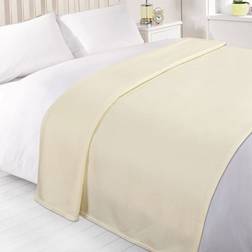 Dreamscene Plain Fleece Throw, Cream Blankets Beige (240x200cm)