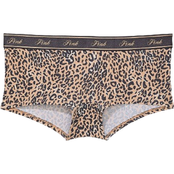 PINK Logo Cotton Boyshort Panty - Praline Leopard Print