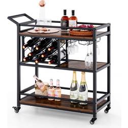 Costway Kitchen Serving Cart Rustic Brown Trolley Table 35.6x104.1cm