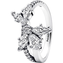 Pandora Sparkling Asymmetrical Herbarium Cluster Ring - Silver/Transparent