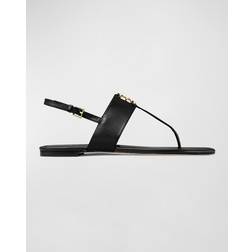 Tory Burch Eleanor Thong Toe Logo Sandals - Negro