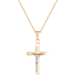 Macy's Crucifix Cross Pendant Necklace - Gold/White Gold