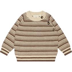 Petit Piao O Neck Light Nordic Knit Sweater - Off White/Brown Melange (PP1018)