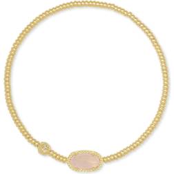 Kendra Scott Grayson Gold Stretch Bracelet in Rose Quartz OS