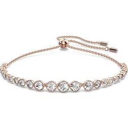 Swarovski emily bracelet, white round cut crystals in rose gold tone plated se