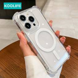 Shein Koolife pc Transparent TPUPC Magnet Absorption Protective Phone Case With Electroplated Independent Buttons AntiShock And AntiDrop Cover For Apple Pr