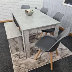 Portland SG117 Stone Grey/Grey Dining Set 77x117cm 6pcs