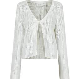 Neo Noir Bates Crochet Knit Cardigan - White