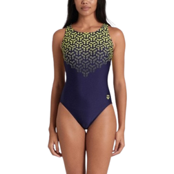 Arena Women's Kikko V Print Swimsuit - Navy/Soft Green