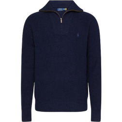 Polo Ralph Lauren Waffle Wool Cotton Quarter Zip Jumper - Hunter Navy