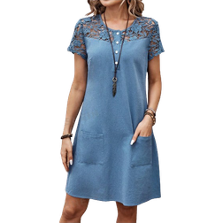 Shein JORESS Women's Casual Short Sleeve Printed Summer Dress, Random Print Spring Floral Dress Going Out Dress
