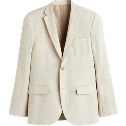 H&M Slim Fit Linen Blazer - Light Beige