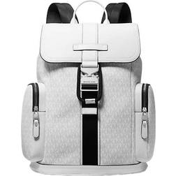 Michael Kors Hudson Signature Logo and Leather Cargo Backpack - Bright White