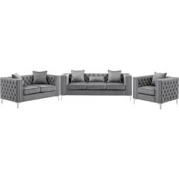 Lilola Home Lorreto Grey Sofa 86" 3pcs
