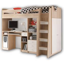 Stella Trading Unit Cabin Bed with Desk & Cupboard Space-Saving Bed 37.4x80.3"